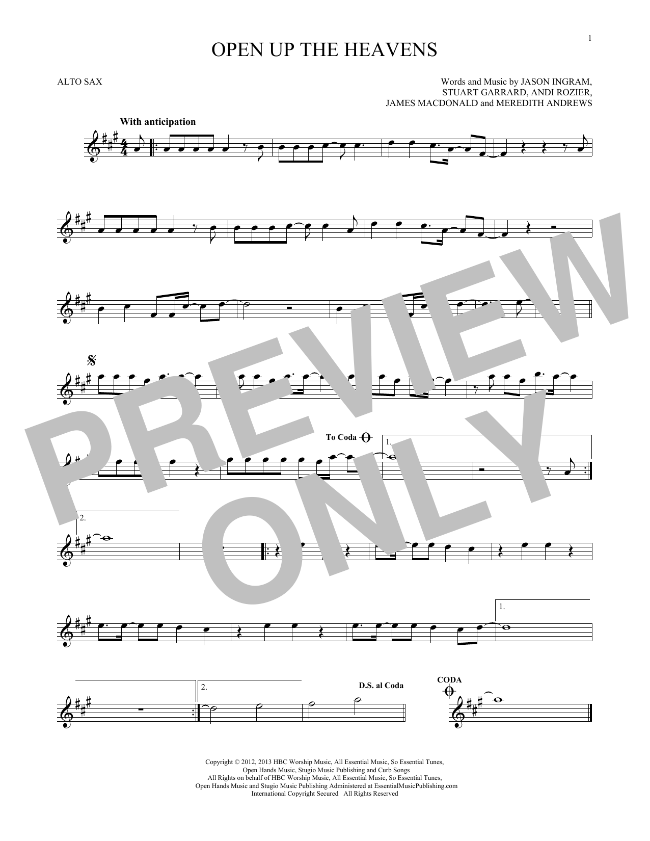 Meredith Andrews Open Up The Heavens sheet music notes and chords arranged for Clarinet Solo