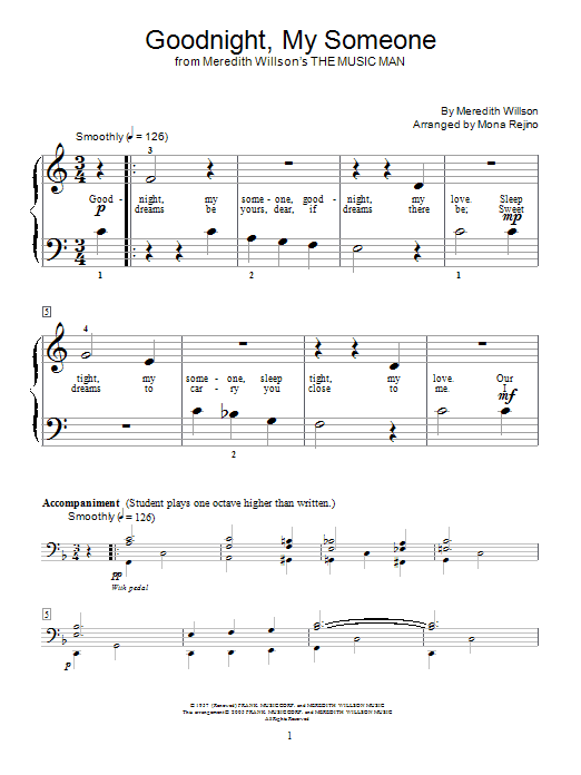 Meredith Willson Goodnight, My Someone sheet music notes and chords arranged for Vocal Pro + Piano/Guitar
