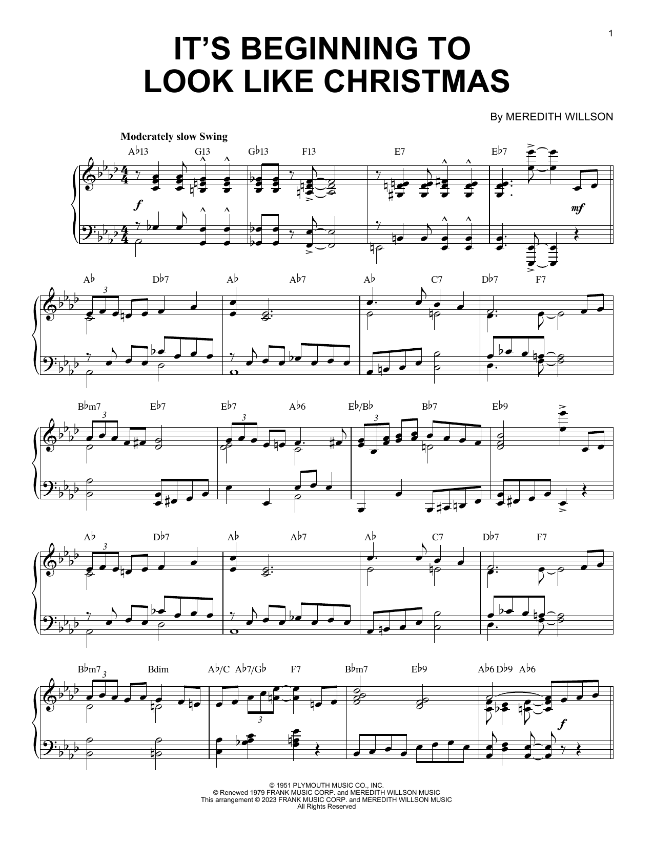 Meredith Willson It's Beginning To Look Like Christmas [Boogie Woogie version] (arr. Brent Edstrom) sheet music notes and chords arranged for Piano Solo