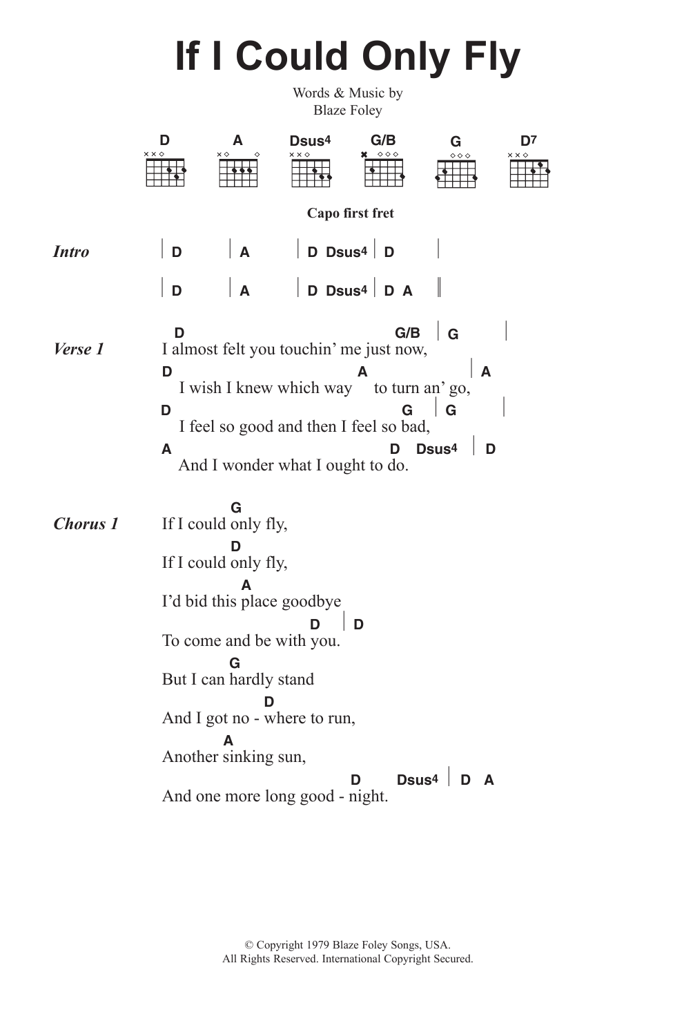 Merle Haggard If I Could Only Fly sheet music notes and chords arranged for Guitar Chords/Lyrics