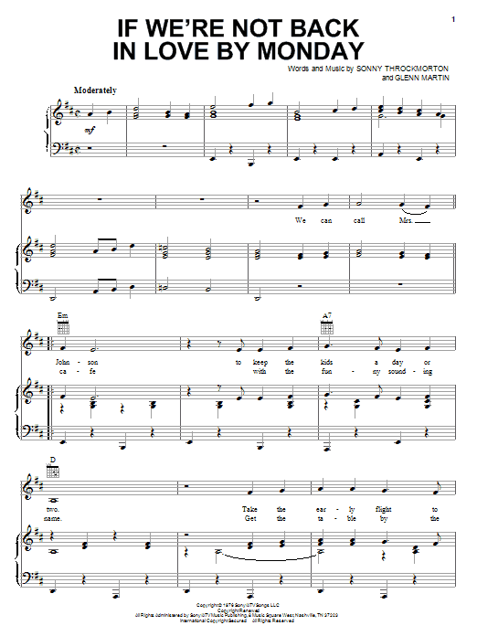 Merle Haggard If We're Not Back In Love By Monday sheet music notes and chords arranged for Lead Sheet / Fake Book