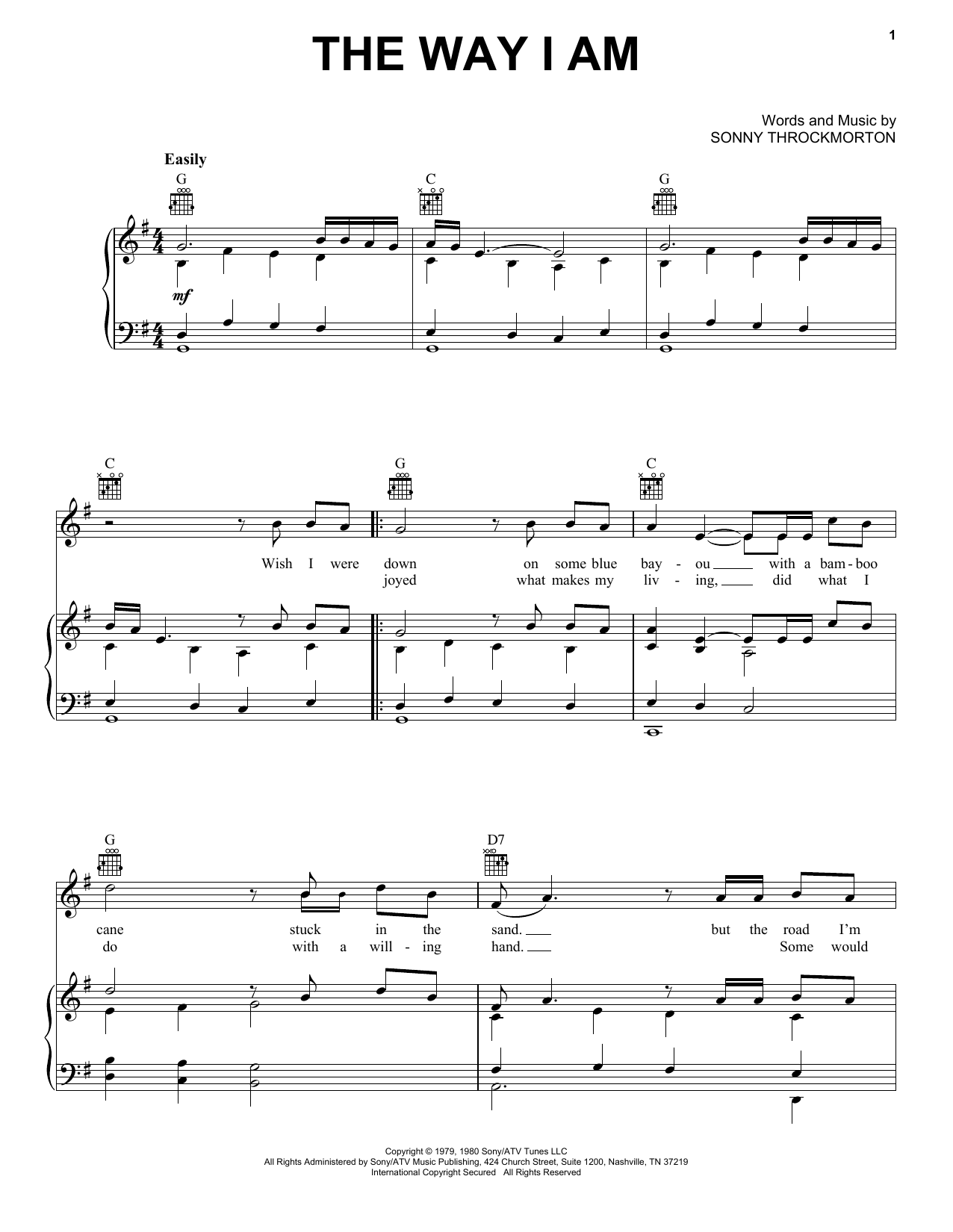 Merle Haggard The Way I Am sheet music notes and chords arranged for Piano, Vocal & Guitar Chords (Right-Hand Melody)