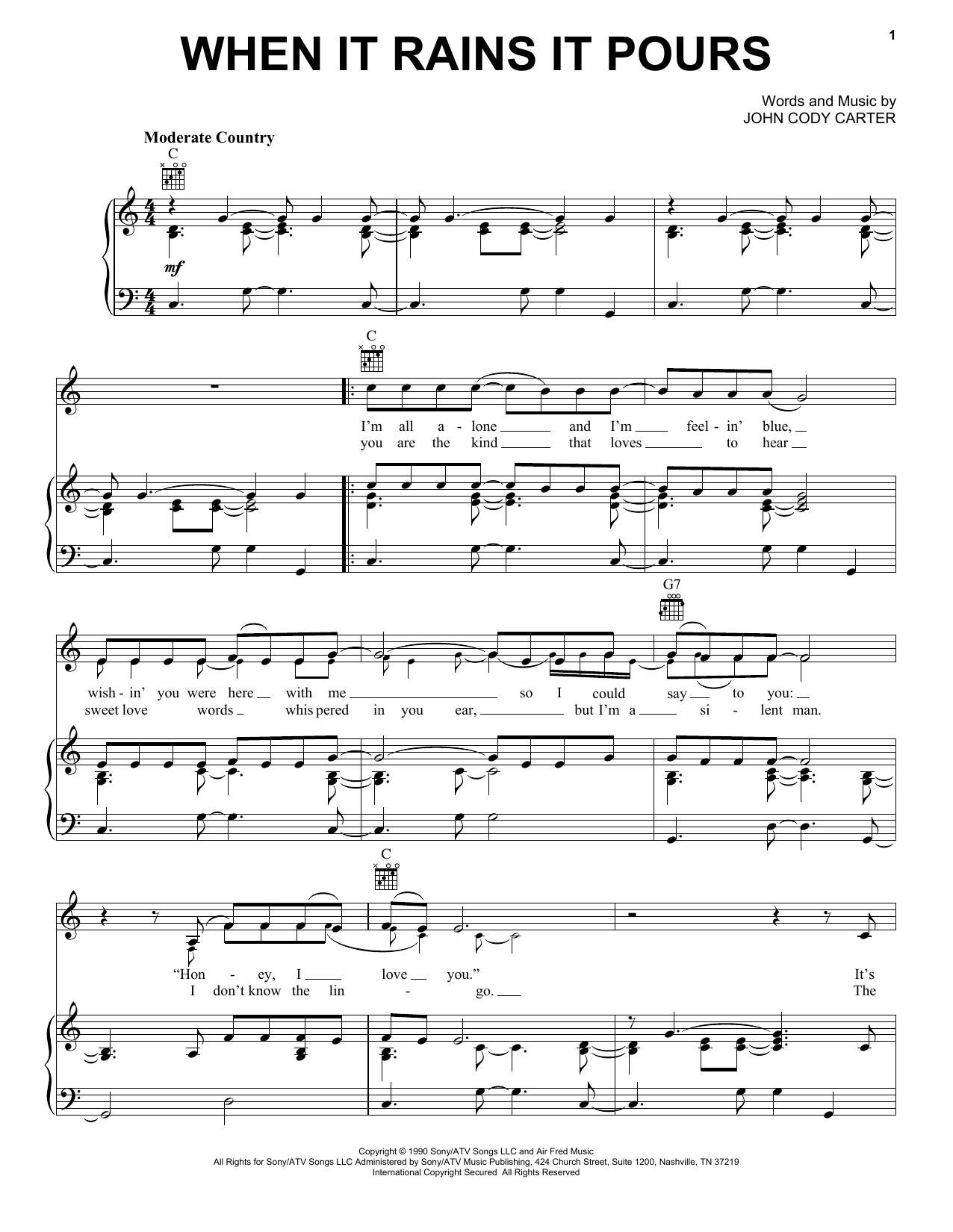 Merle Haggard When It Rains It Pours sheet music notes and chords arranged for Piano, Vocal & Guitar Chords (Right-Hand Melody)