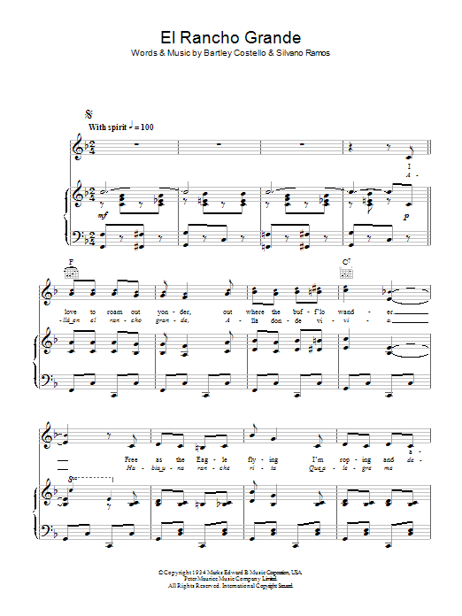 Merle Travis El Rancho Grande sheet music notes and chords arranged for Piano, Vocal & Guitar Chords