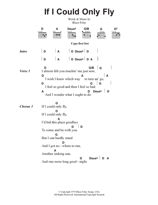 Merle Haggard If I Could Only Fly sheet music notes and chords arranged for Guitar Chords/Lyrics