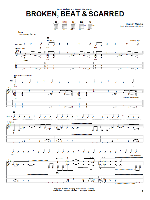 Metallica Broken, Beat & Scarred sheet music notes and chords arranged for Drums Transcription