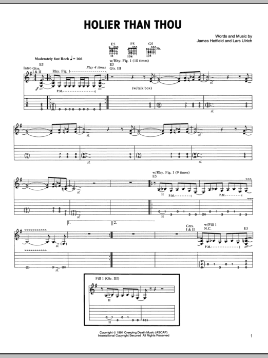 Metallica Holier Than Thou sheet music notes and chords arranged for Guitar Chords/Lyrics
