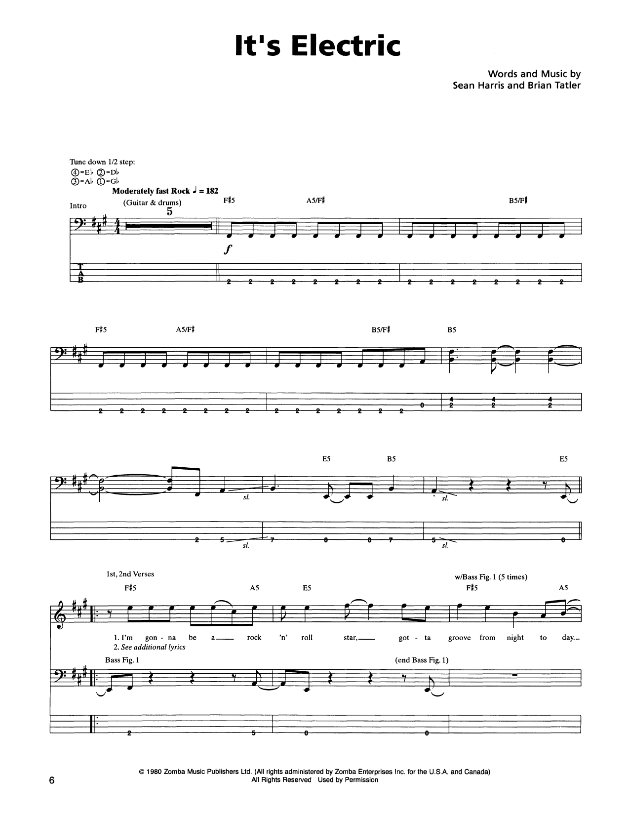 Metallica It's Electric sheet music notes and chords arranged for Guitar Tab