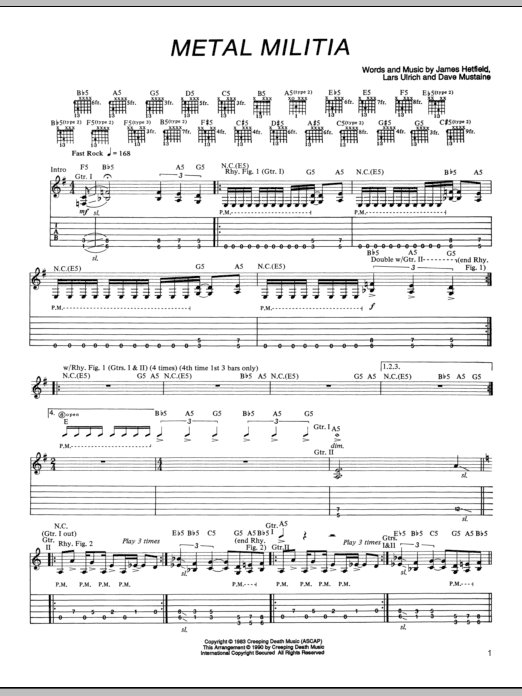 Metallica Metal Militia sheet music notes and chords arranged for Guitar Tab