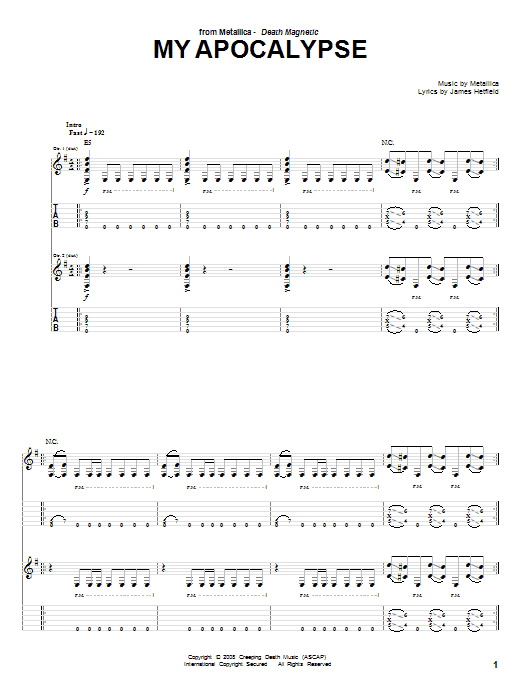 Metallica My Apocalypse sheet music notes and chords arranged for Drums Transcription