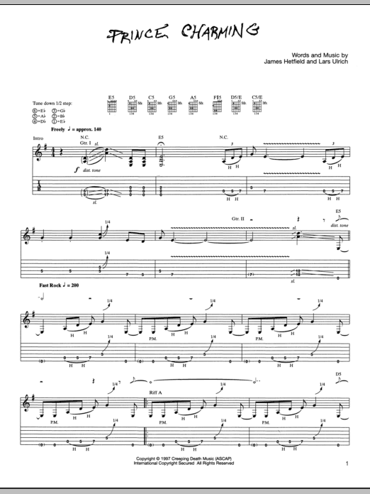 Metallica Prince Charming sheet music notes and chords arranged for Guitar Chords/Lyrics