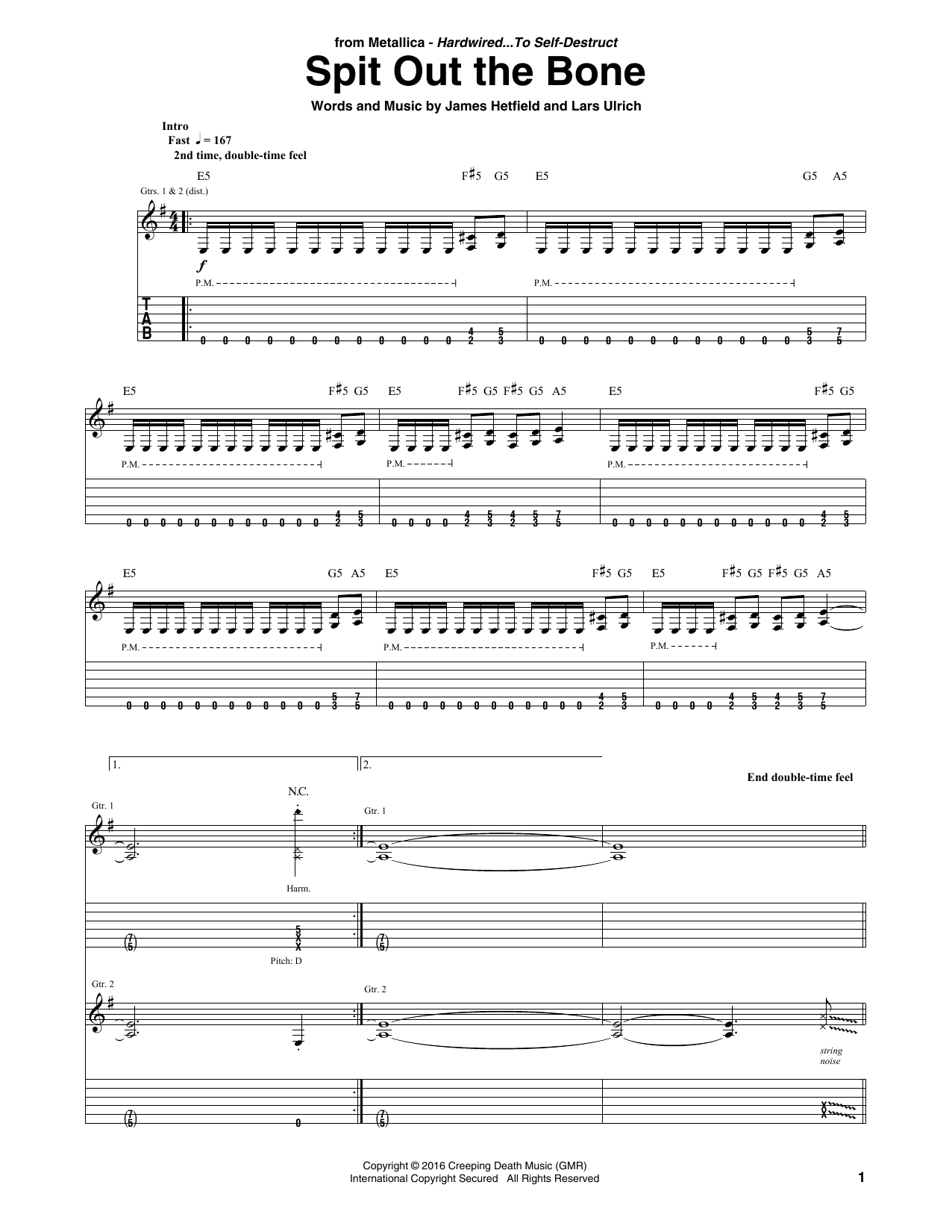Metallica Spit Out The Bone sheet music notes and chords arranged for Guitar Tab