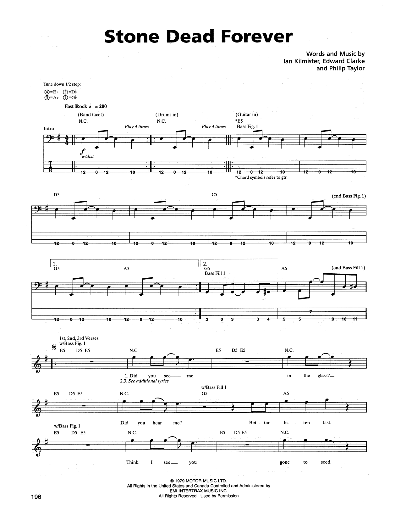 Metallica Stone Dead Forever sheet music notes and chords arranged for Bass Guitar Tab