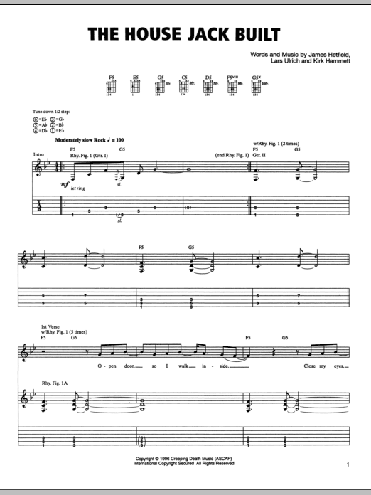 Metallica The House Jack Built sheet music notes and chords arranged for Guitar Tab