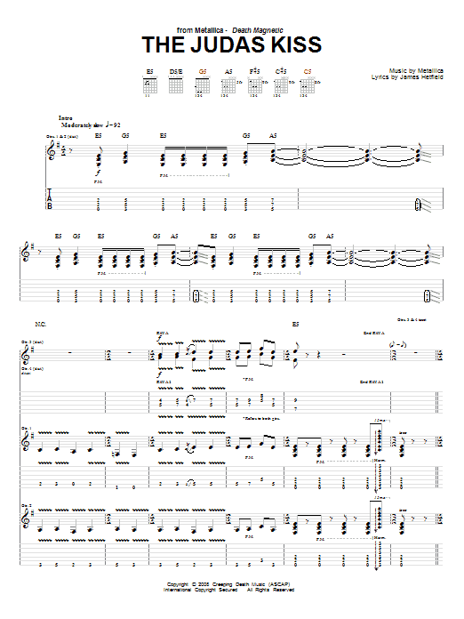 Metallica The Judas Kiss sheet music notes and chords arranged for Easy Guitar Tab