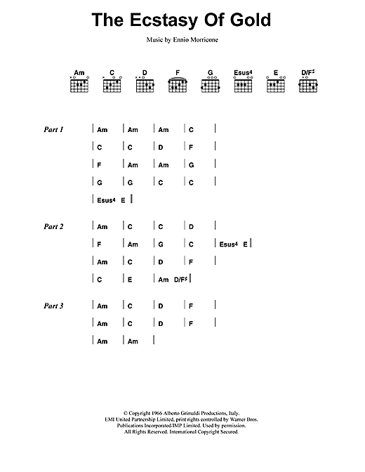 Metallica The Ecstasy Of Gold sheet music notes and chords arranged for Guitar Chords/Lyrics