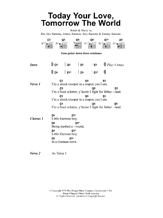 Metallica Today Your Love, Tomorrow The World sheet music notes and chords arranged for Guitar Chords/Lyrics