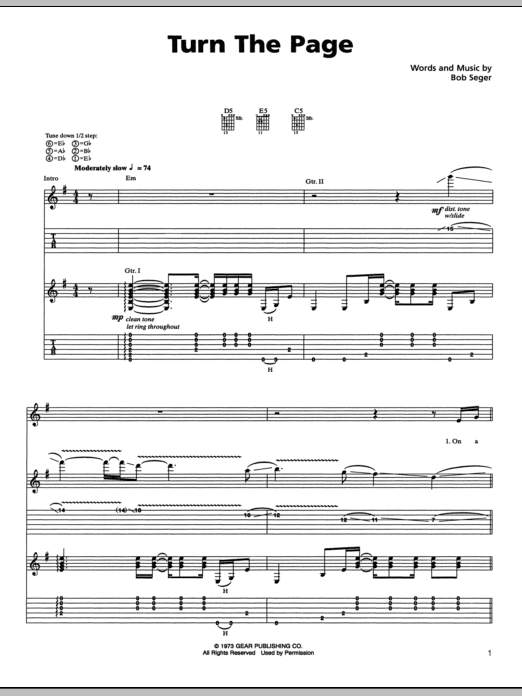 Metallica Turn The Page sheet music notes and chords arranged for Guitar Chords/Lyrics