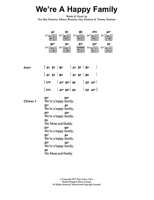 Metallica We're A Happy Family sheet music notes and chords arranged for Guitar Chords/Lyrics