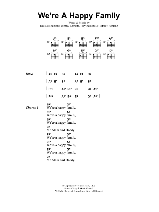 Metallica We're A Happy Family sheet music notes and chords arranged for Guitar Chords/Lyrics