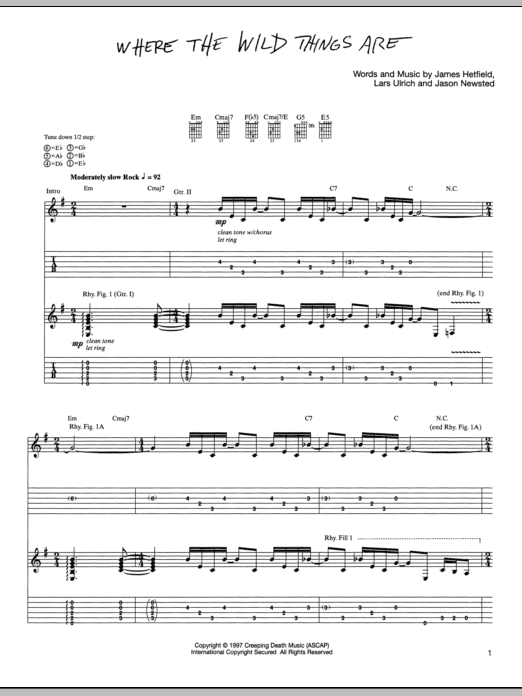 Metallica Where The Wild Things Are sheet music notes and chords arranged for Bass Guitar Tab