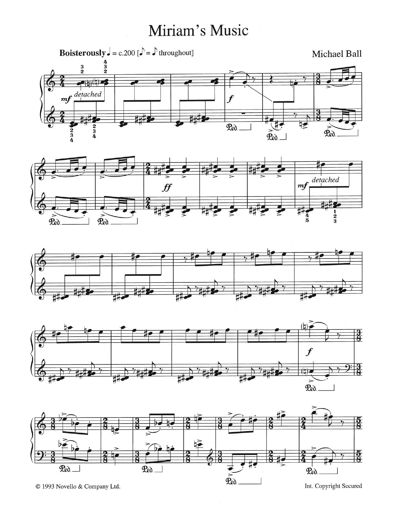Michael Ball Miriam's Music sheet music notes and chords arranged for Piano Solo