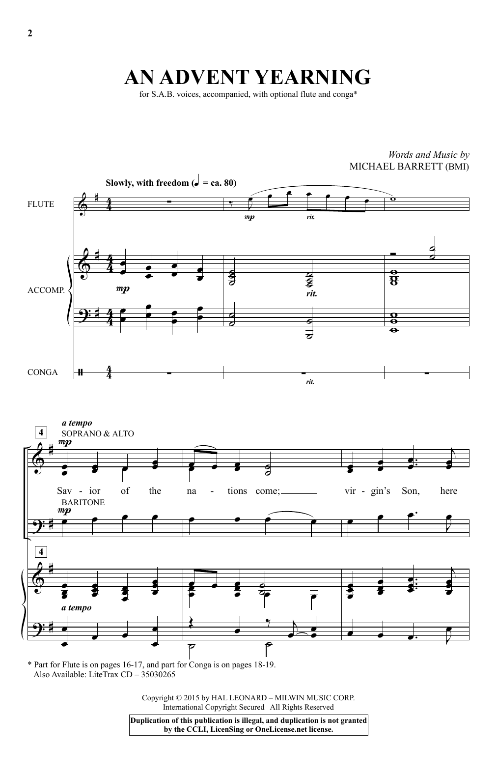 Michael Barrett An Advent Yearning sheet music notes and chords arranged for SAB Choir