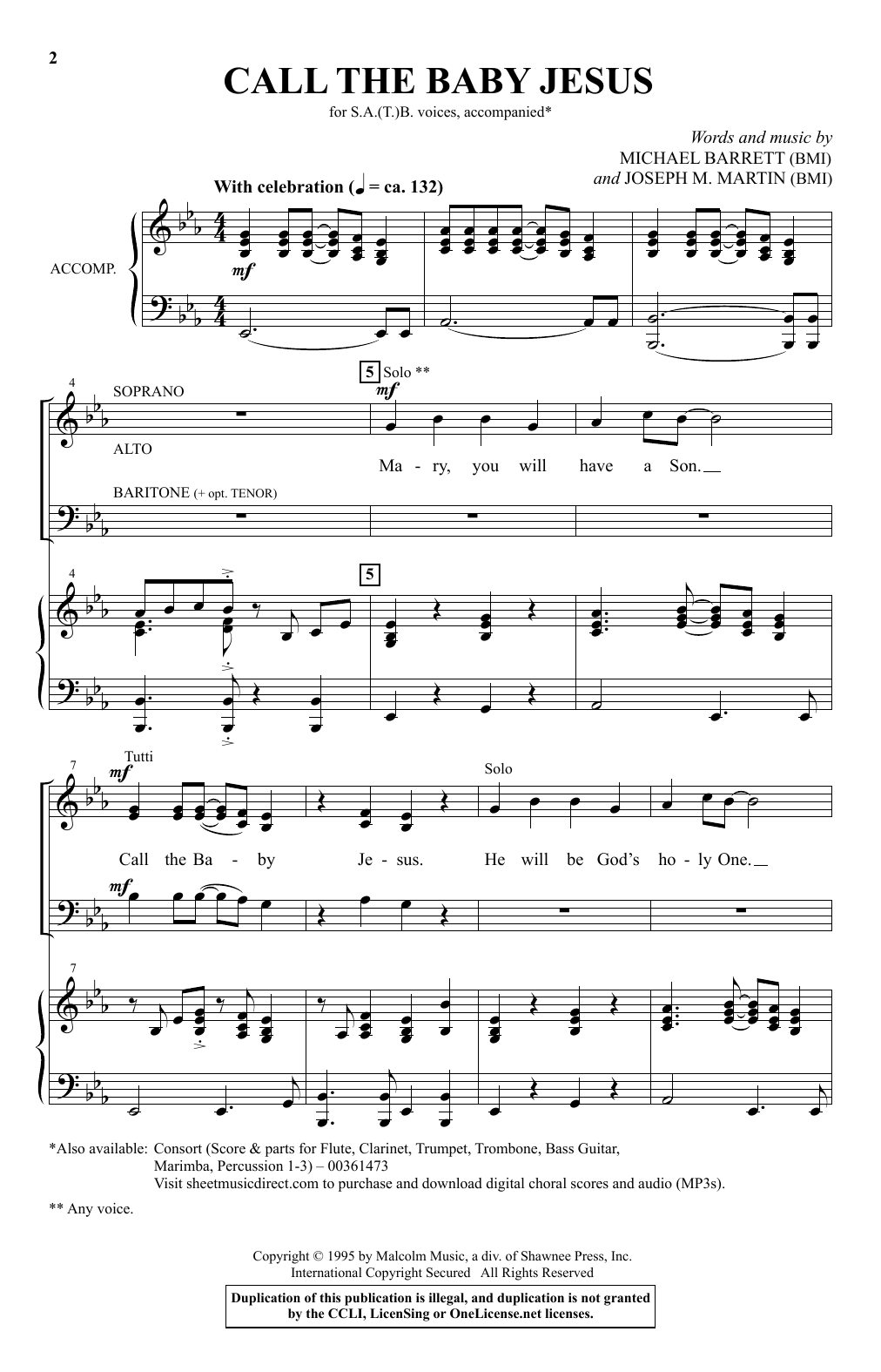 Michael Barrett and Joseph M. Martin Call The Baby Jesus (New Edition) sheet music notes and chords arranged for SATB Choir