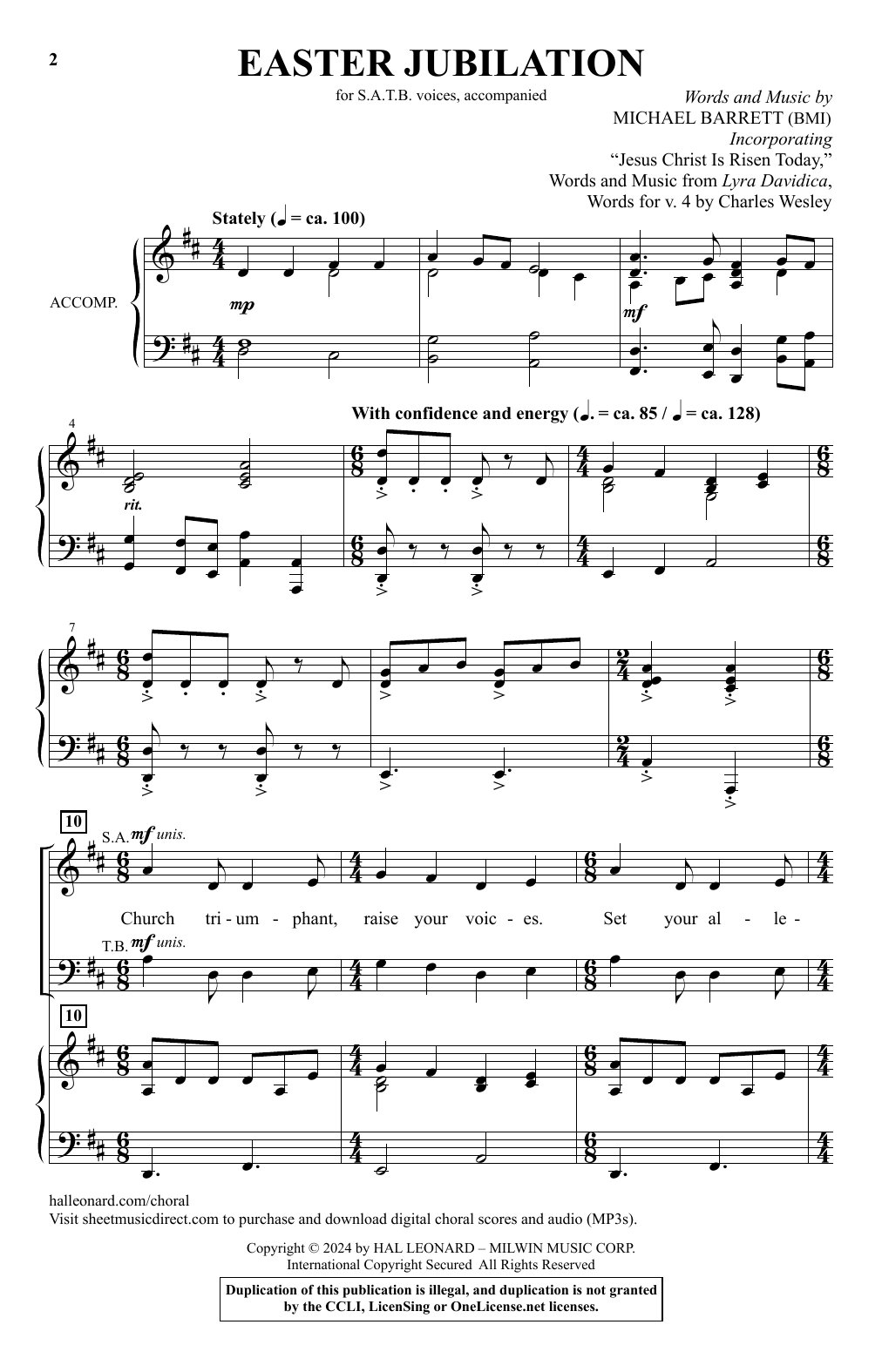 Michael Barrett Easter Jubilation sheet music notes and chords arranged for SATB Choir