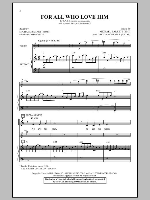 Michael Barrett For All Who Love Him sheet music notes and chords arranged for Choir