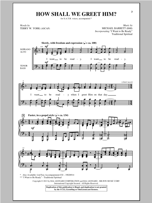 Michael Barrett How Shall We Greet Him? sheet music notes and chords arranged for SATB Choir