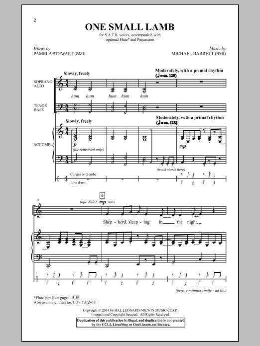 Michael Barrett One Small Lamb sheet music notes and chords arranged for SATB Choir