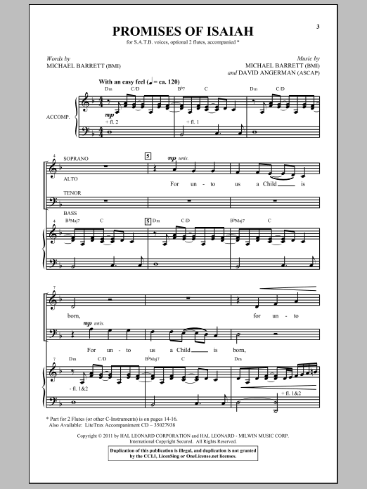 Michael Barrett Promises Of Isaiah sheet music notes and chords arranged for SATB Choir