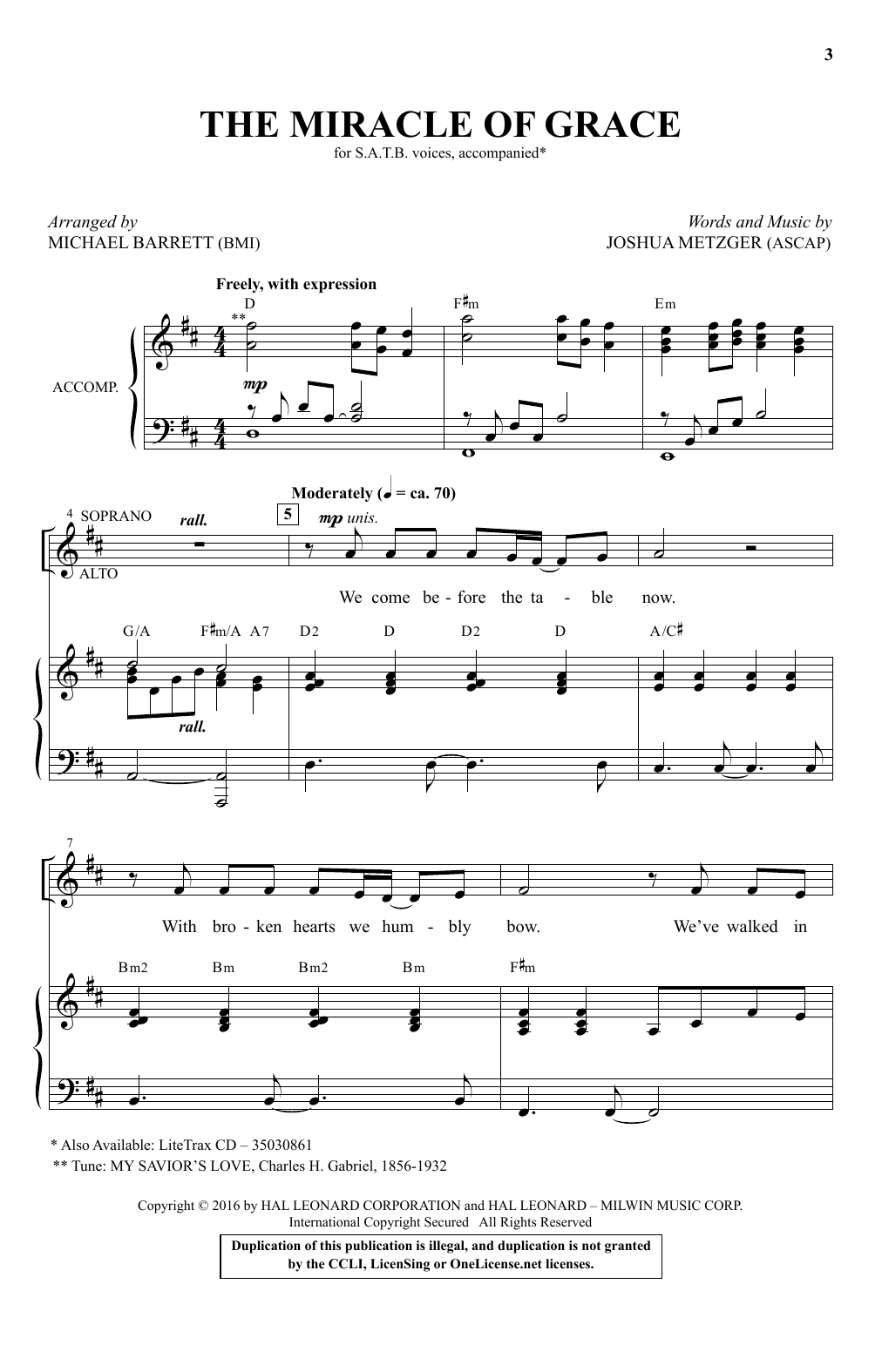 Michael Barrett The Miracle Of Grace sheet music notes and chords arranged for SATB Choir