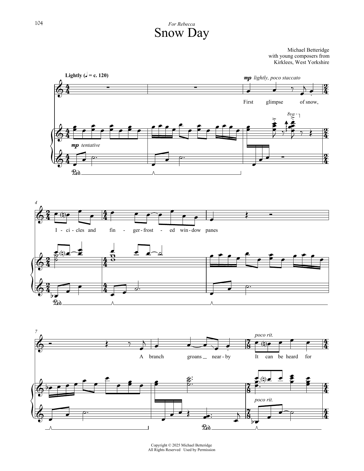 Michael Betteridge Snow Day sheet music notes and chords arranged for Piano & Vocal