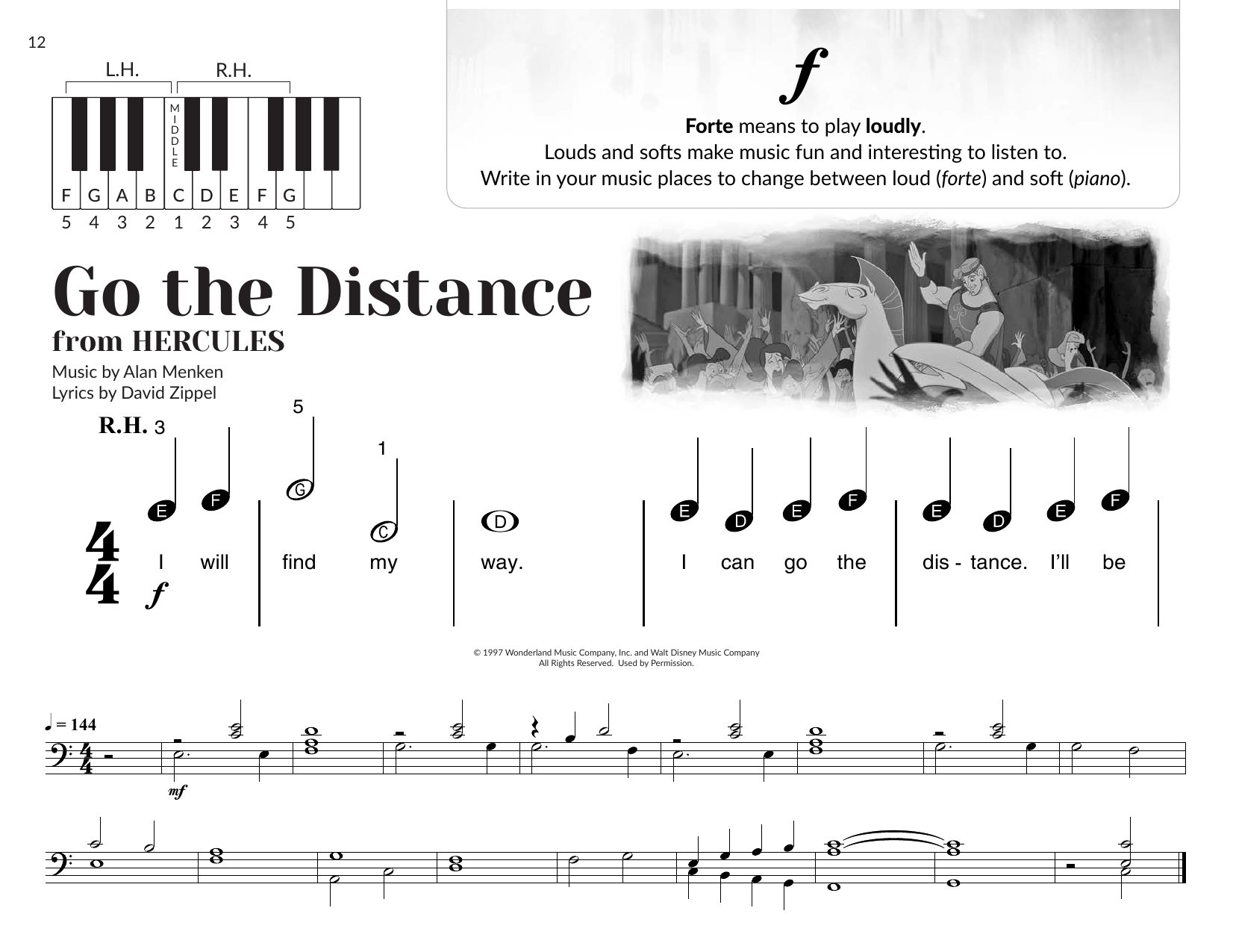 Michael Bolton Go The Distance (arr. Brittany McCorriston) sheet music notes and chords arranged for Very Beginner Piano