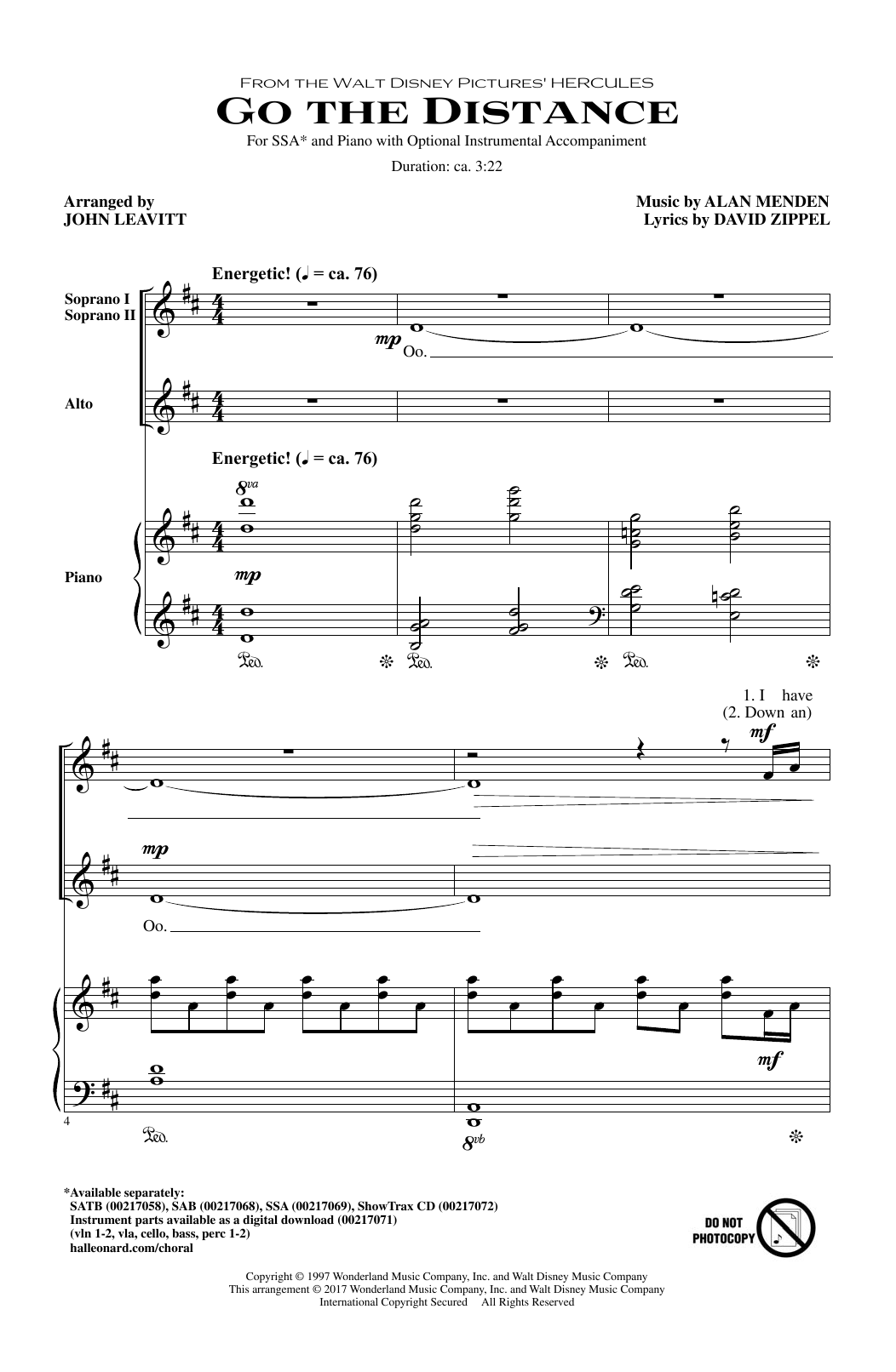 Michael Bolton Go The Distance (from Hercules) (arr. John Leavitt) sheet music notes and chords arranged for SAB Choir