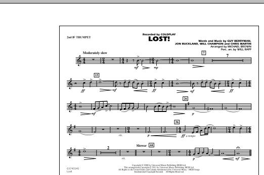 Michael Brown Lost! - 2nd Bb Trumpet sheet music notes and chords arranged for Marching Band