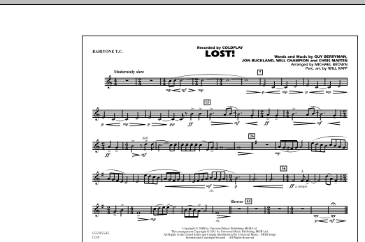 Michael Brown Lost! - Baritone T.C. sheet music notes and chords arranged for Marching Band