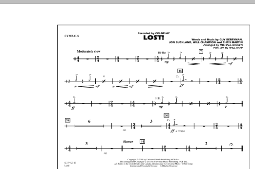 Michael Brown Lost! - Cymbals sheet music notes and chords arranged for Marching Band