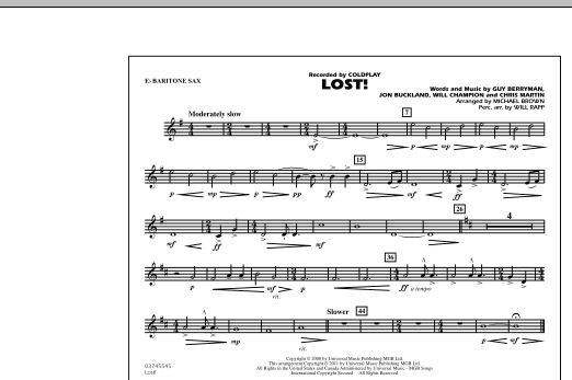 Michael Brown Lost! - Eb Baritone Sax sheet music notes and chords arranged for Marching Band