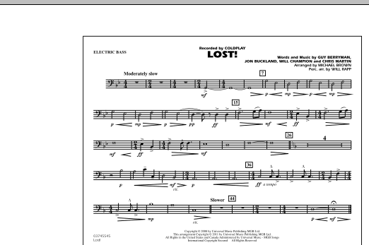 Michael Brown Lost! - Electric Bass sheet music notes and chords arranged for Marching Band