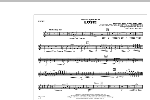 Michael Brown Lost! - F Horn sheet music notes and chords arranged for Marching Band