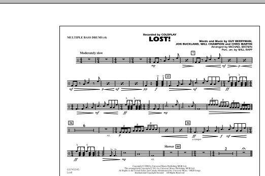 Michael Brown Lost! - Multiple Bass Drums sheet music notes and chords arranged for Marching Band