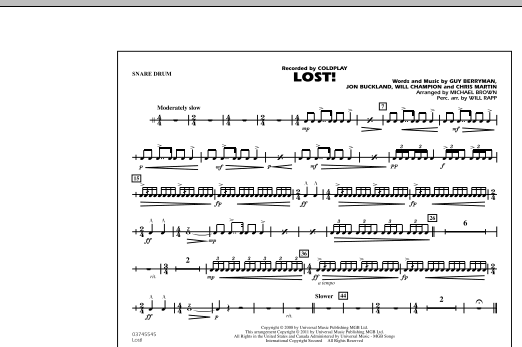 Michael Brown Lost! - Snare Drum sheet music notes and chords arranged for Marching Band