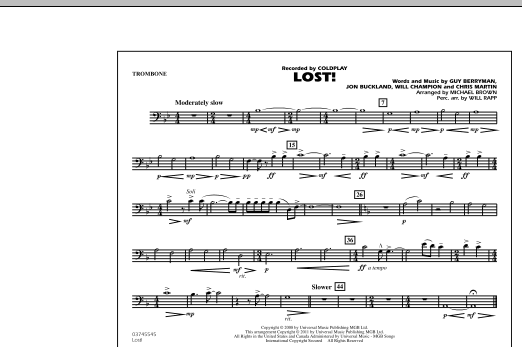 Michael Brown Lost! - Trombone sheet music notes and chords arranged for Marching Band