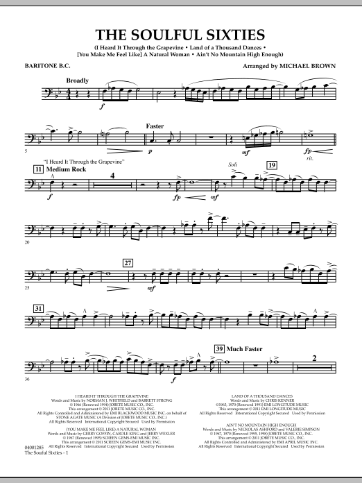 Michael Brown The Soulful Sixties - Baritone B.C. sheet music notes and chords arranged for Concert Band