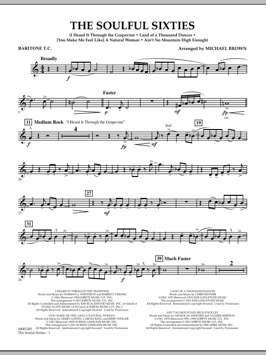 Michael Brown The Soulful Sixties - Baritone T.C. sheet music notes and chords arranged for Concert Band
