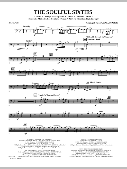 Michael Brown The Soulful Sixties - Bassoon sheet music notes and chords arranged for Concert Band