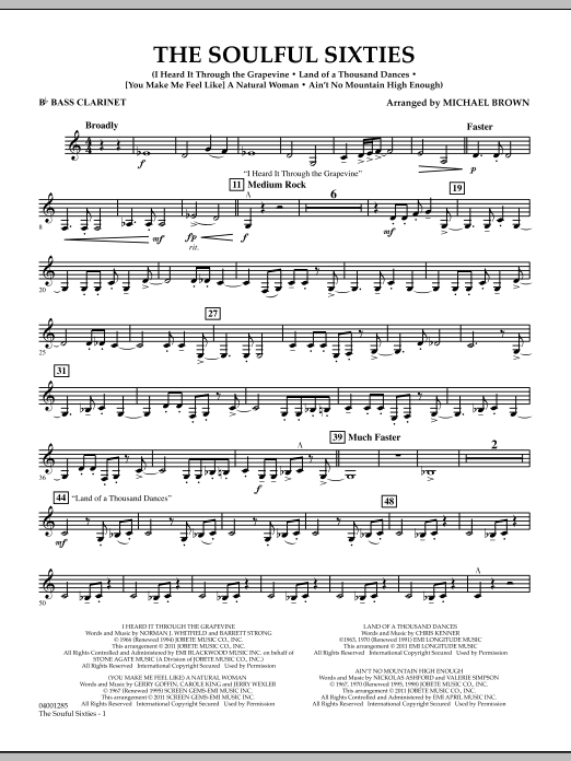 Michael Brown The Soulful Sixties - Bb Bass Clarinet sheet music notes and chords arranged for Concert Band
